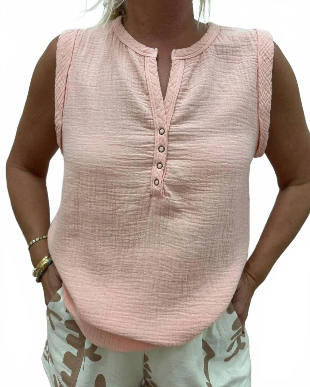 NEW BOBI cotton gauze tank in shrimp pink